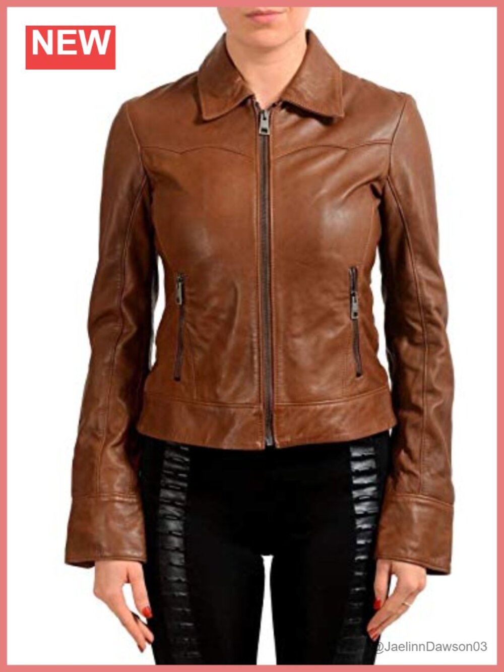 Women's Lambskin Leather Bomber Biker Jacket Slim Fit Zip Moto